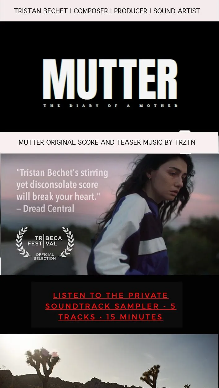 The previous Tristan Bechet landing page: a single column with the Mutter title, a press quote and a red link