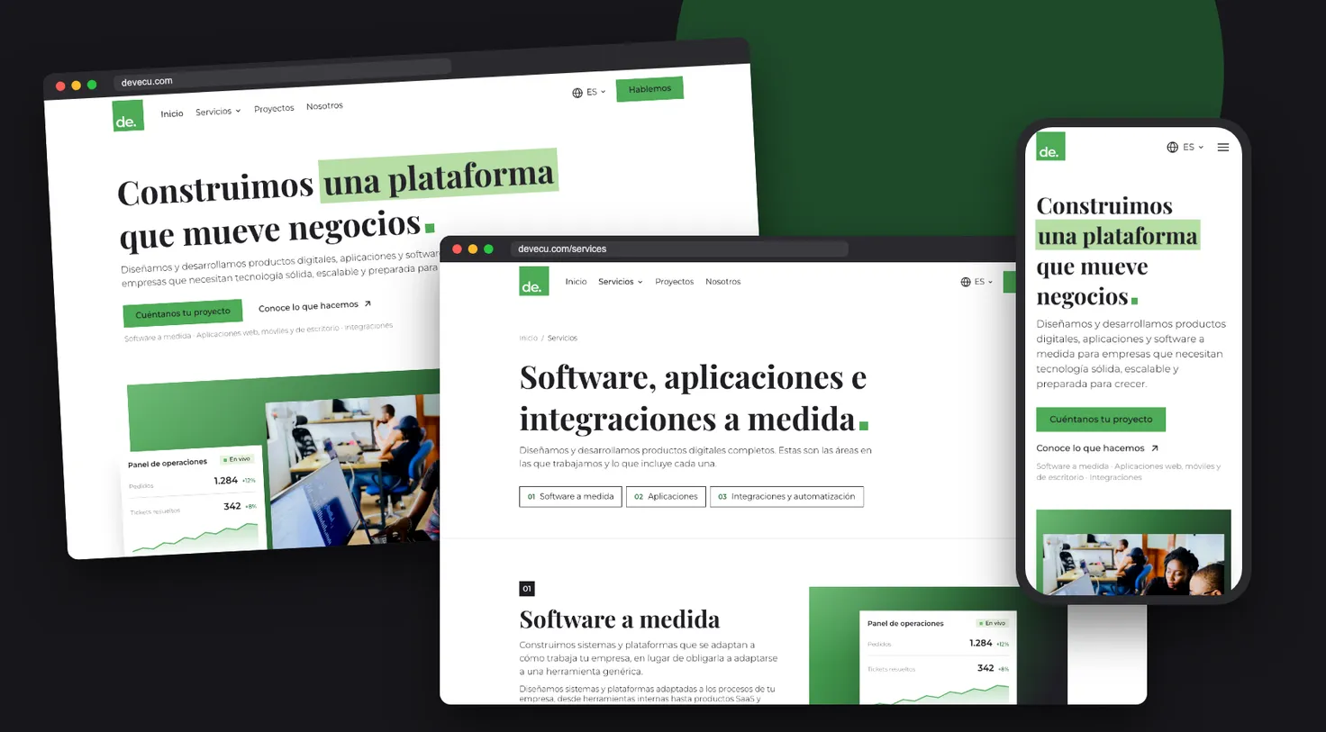 The Devecu website on desktop and mobile