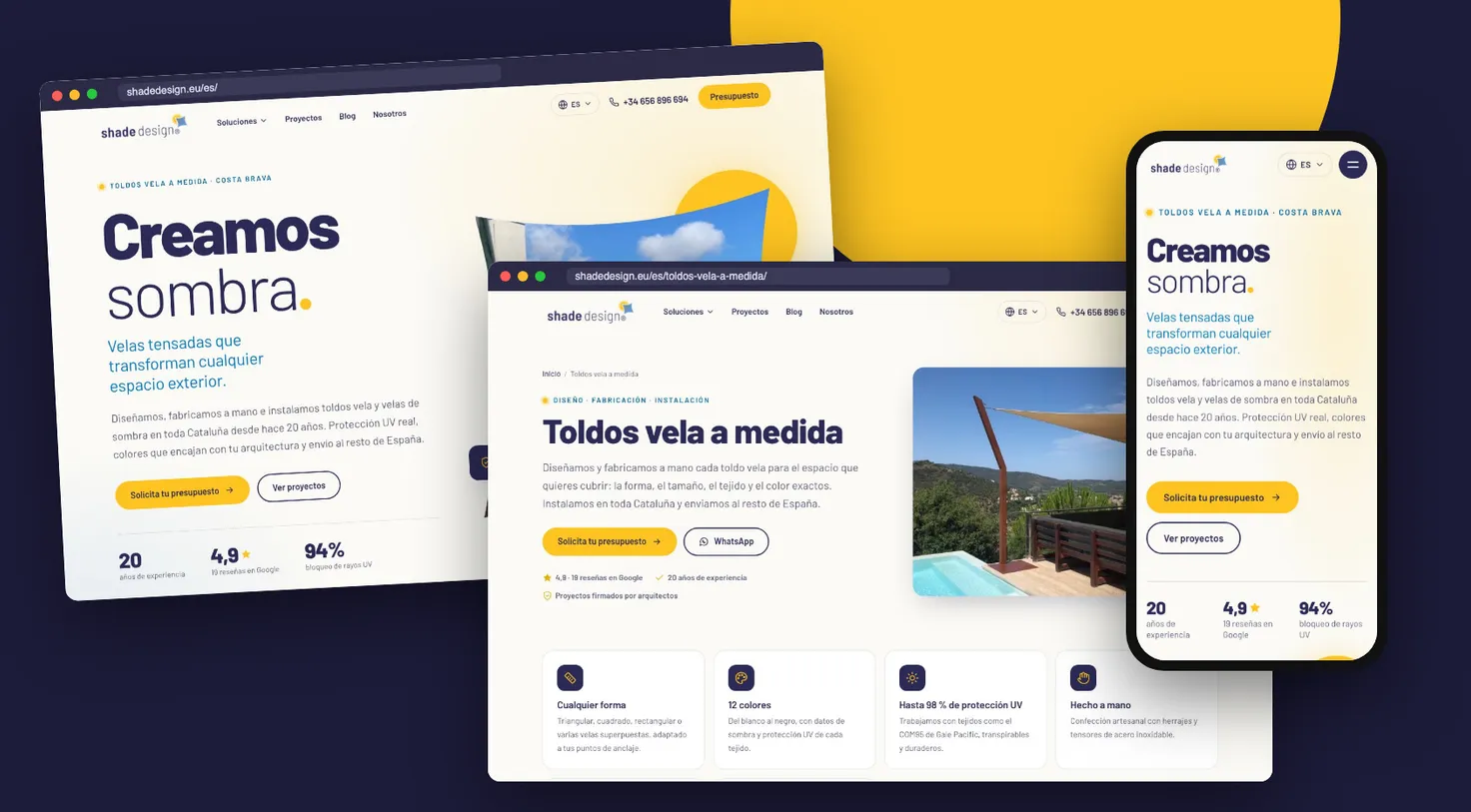 La nueva web de shadedesign® en escritorio y móvil