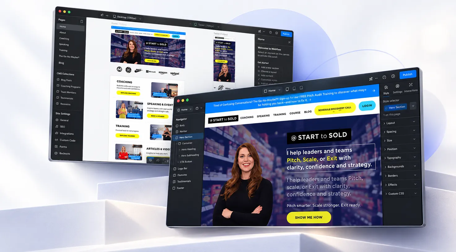 Pages of the Start to Sold website
