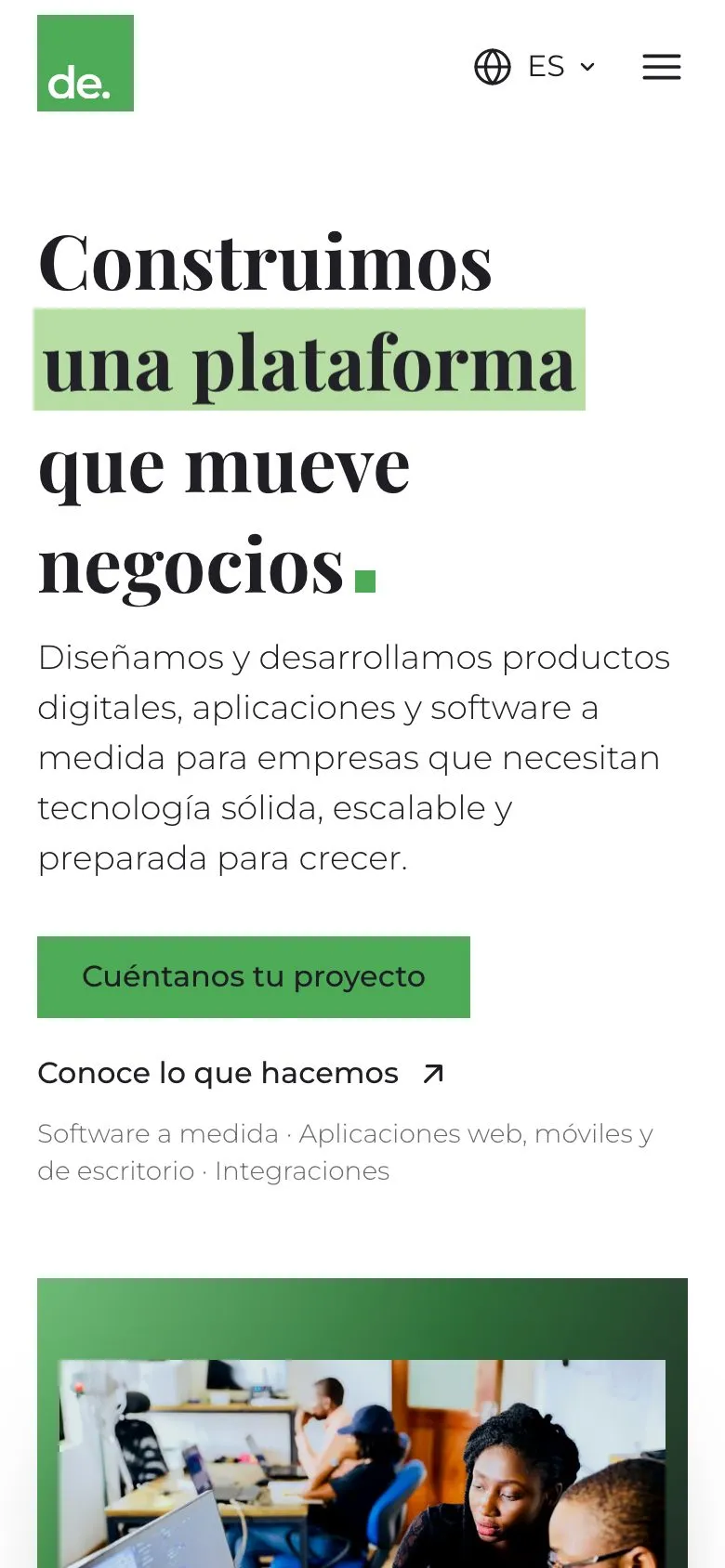 The Devecu home page on a mobile phone