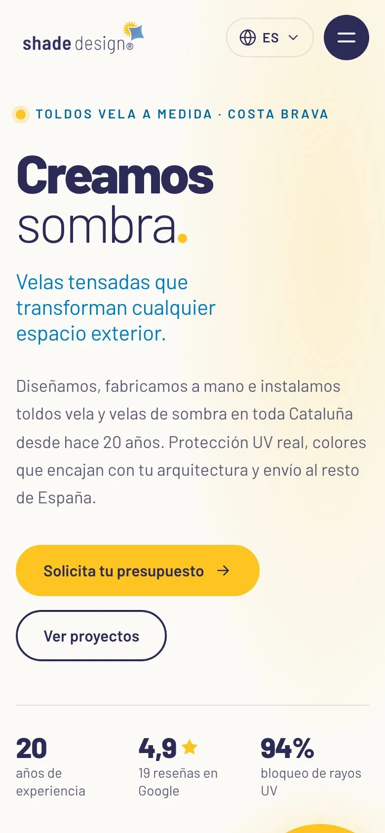 La nueva portada de shadedesign® en un móvil